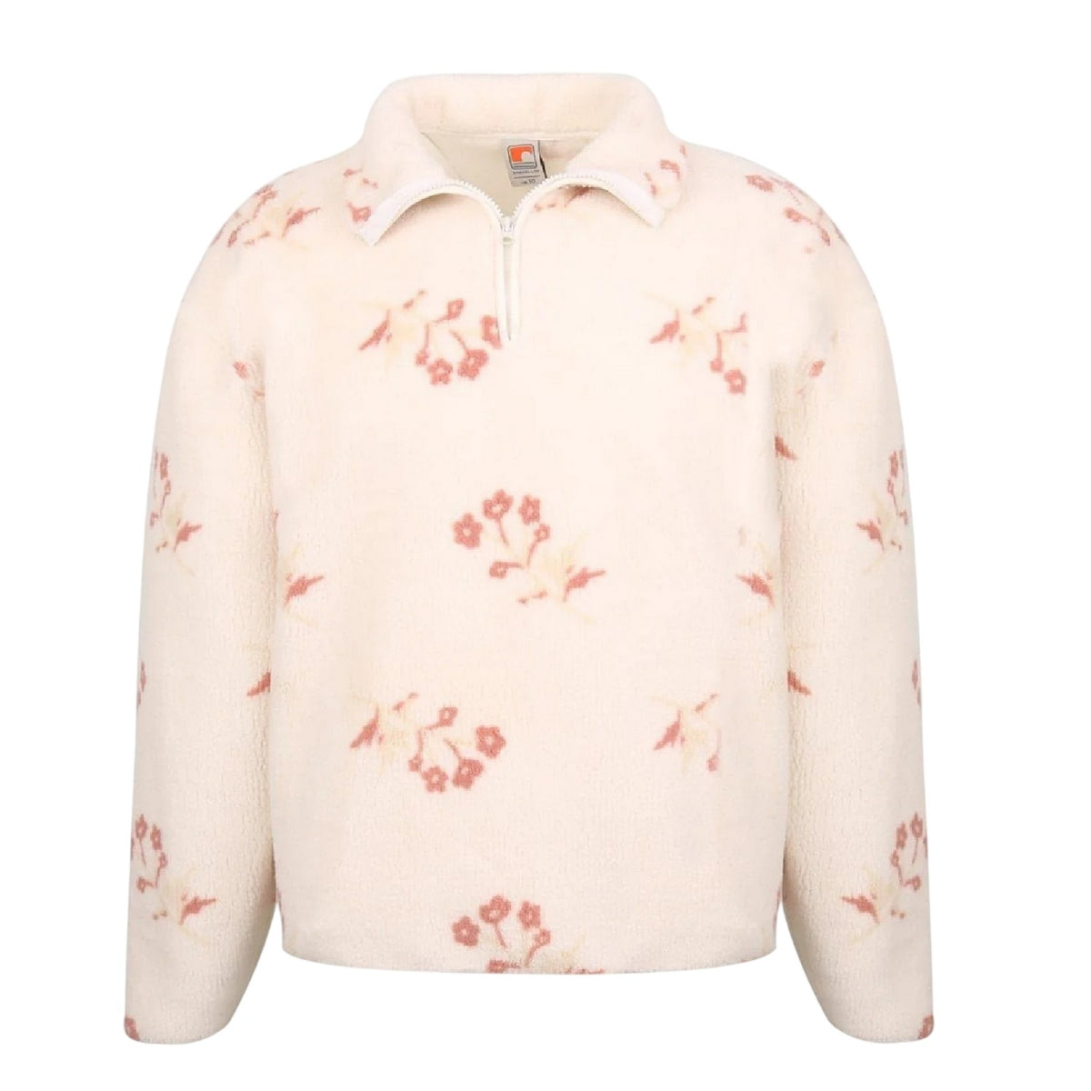 Cream - Front - SoulCal Womens-Ladies Floral Teddy Fleece Quarter Zip Sweatshirt