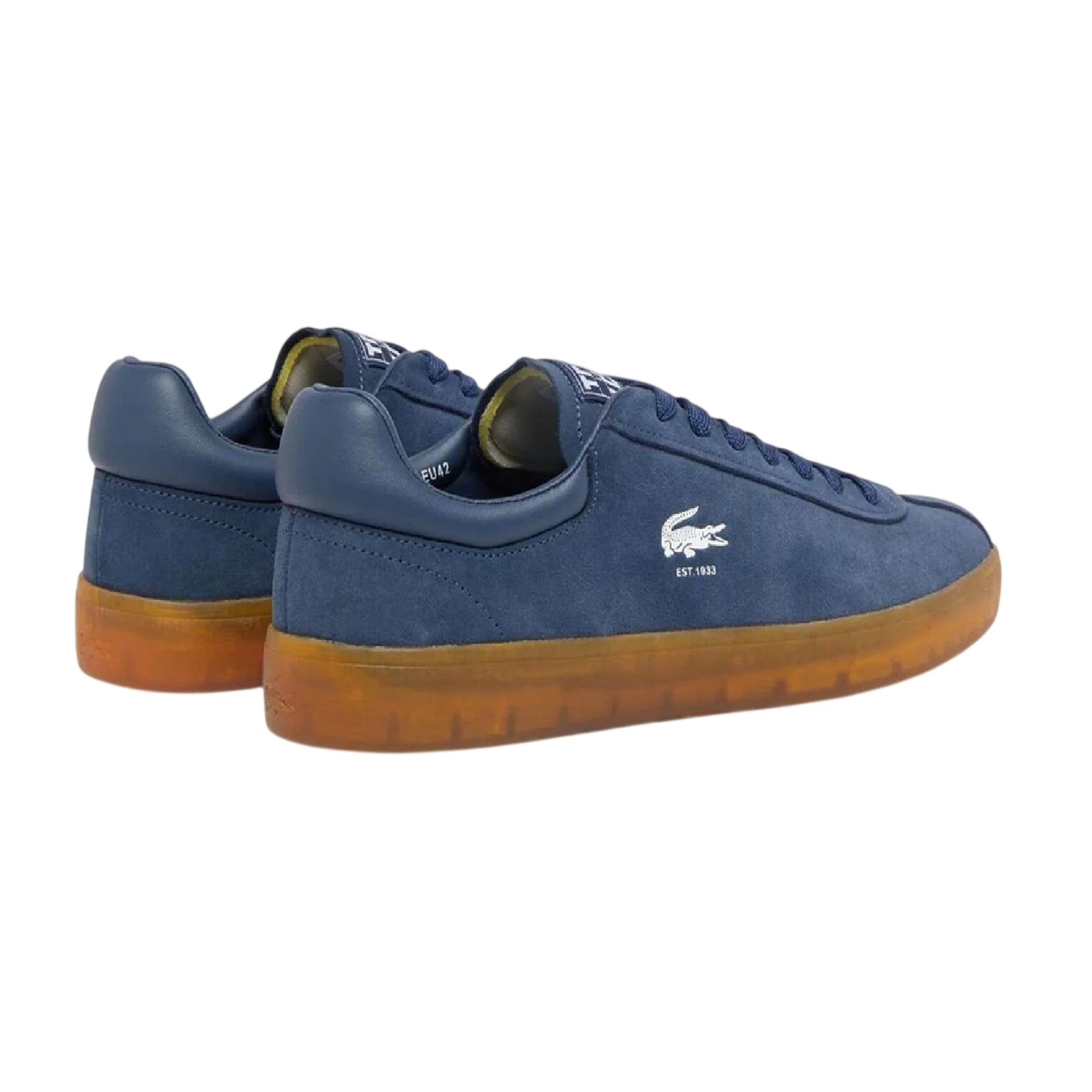 Navy - Back - Lacoste Mens Baseshot Suede Trainers
