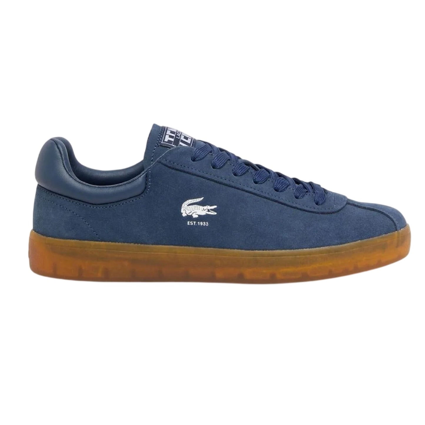 Navy - Side - Lacoste Mens Baseshot Suede Trainers