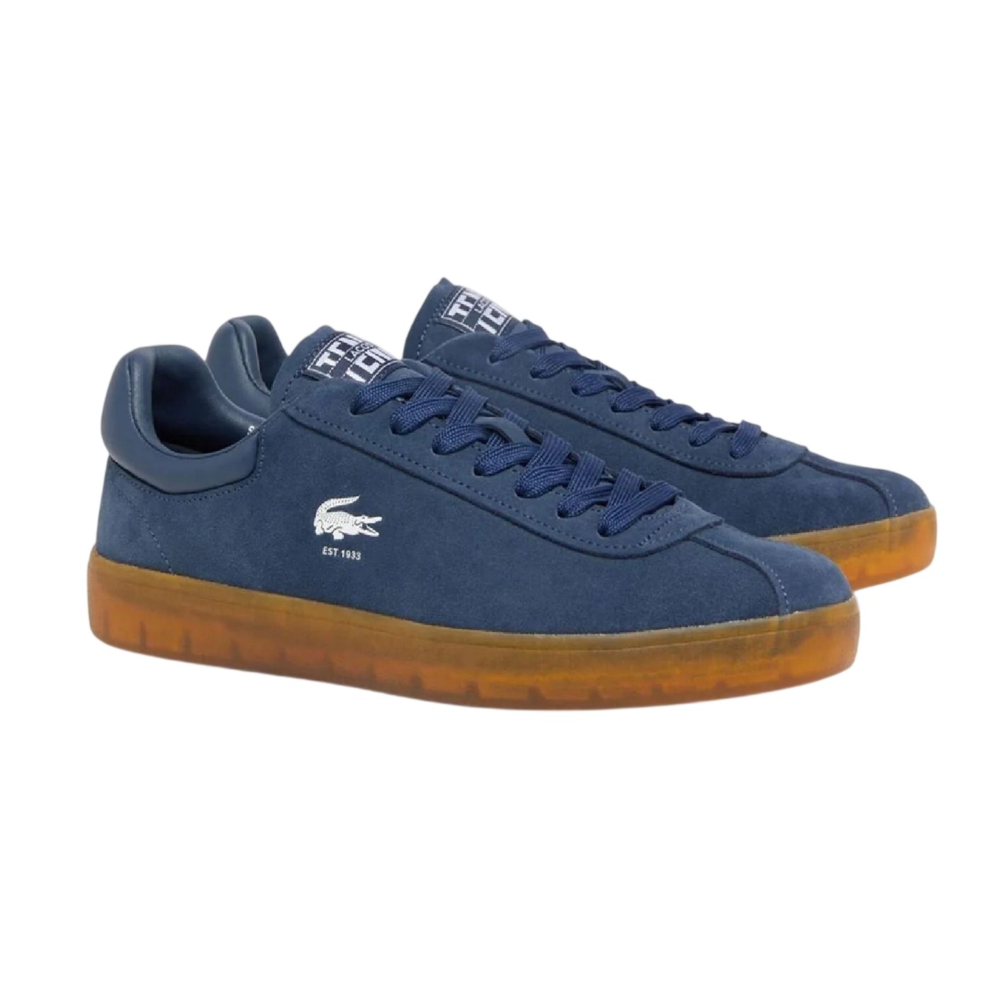 Navy - Front - Lacoste Mens Baseshot Suede Trainers