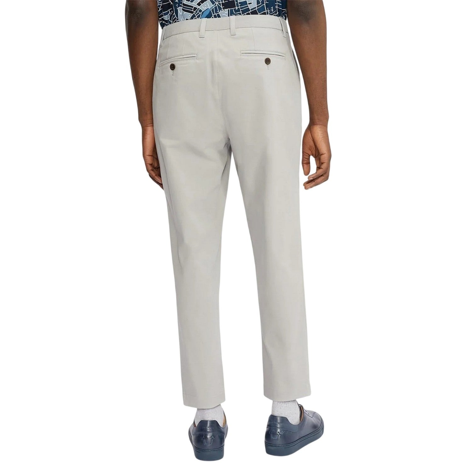 Grey - Back - Ted Baker Mens Cotton Blend Elasticated Waist Trousers