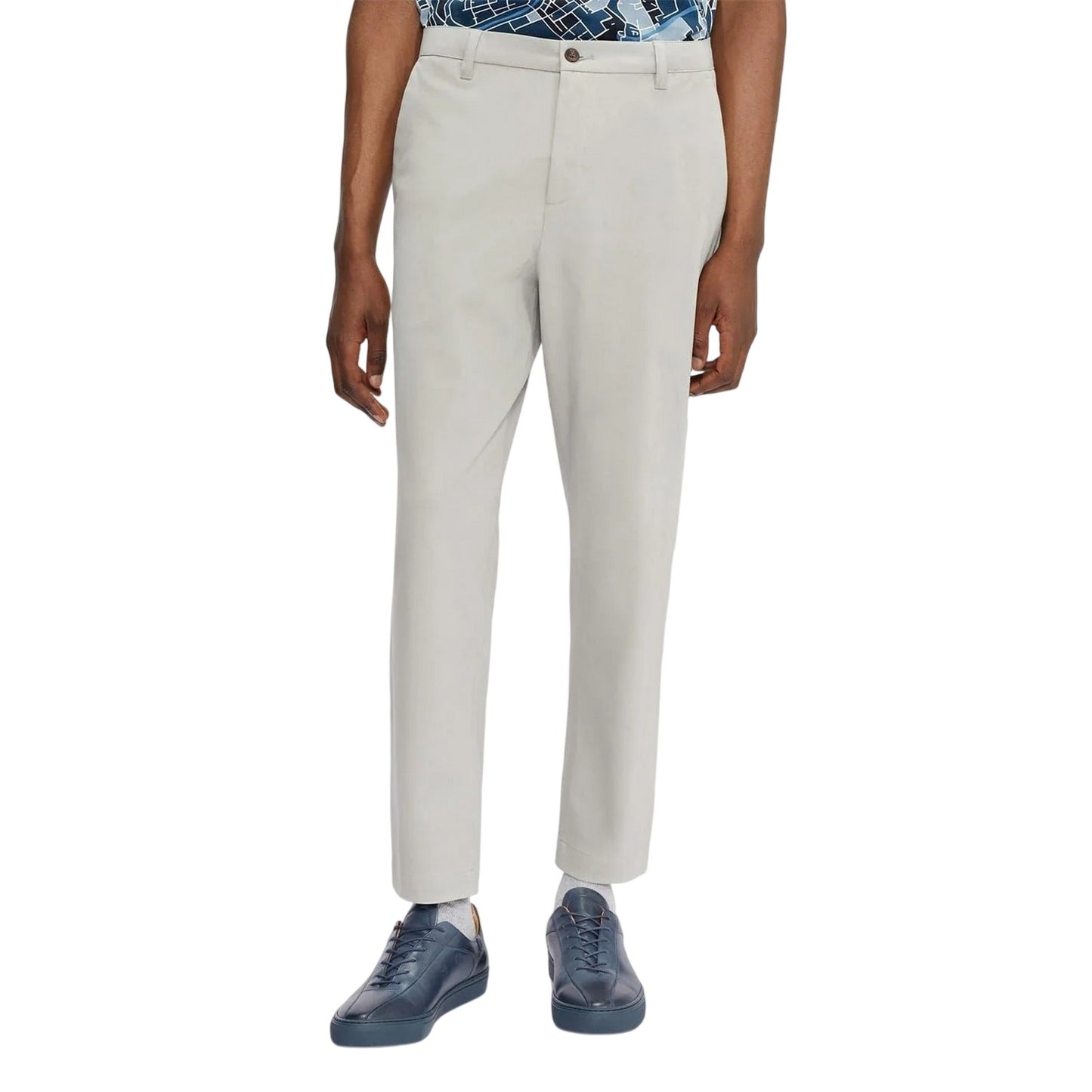 Grey - Side - Ted Baker Mens Cotton Blend Elasticated Waist Trousers