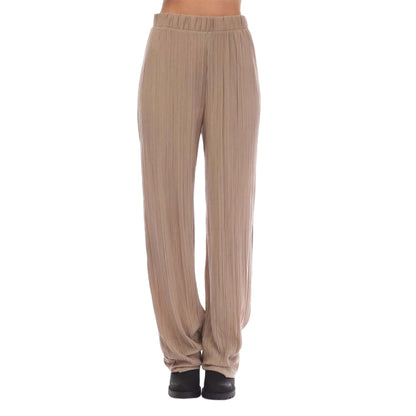 Mink - Front - Vero Moda Womens-Ladies Plisse Wide Leg Trousers