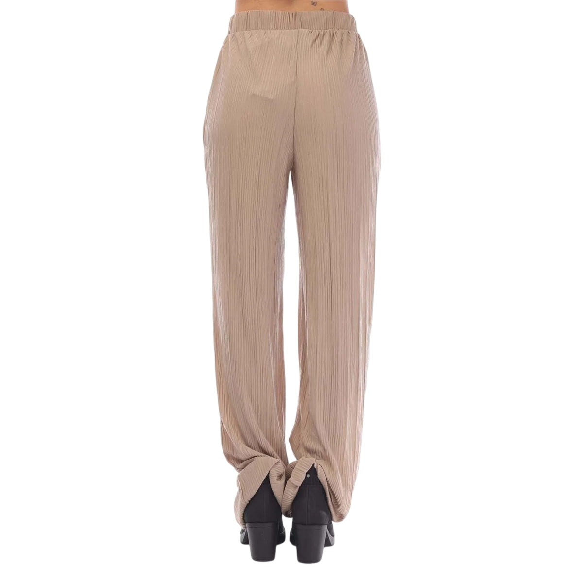 Mink - Back - Vero Moda Womens-Ladies Plisse Wide Leg Trousers
