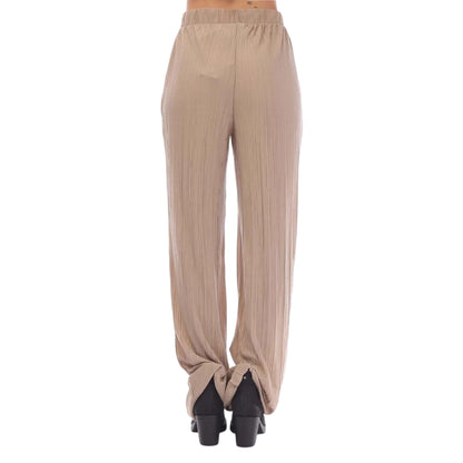 Mink - Back - Vero Moda Womens-Ladies Plisse Wide Leg Trousers