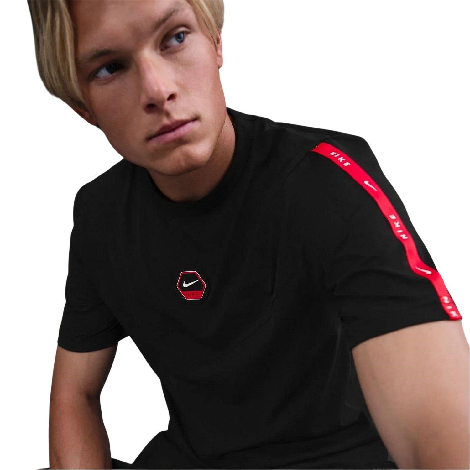 Black-Red - Side - Nike Mens City Side Crew Neck T-Shirt