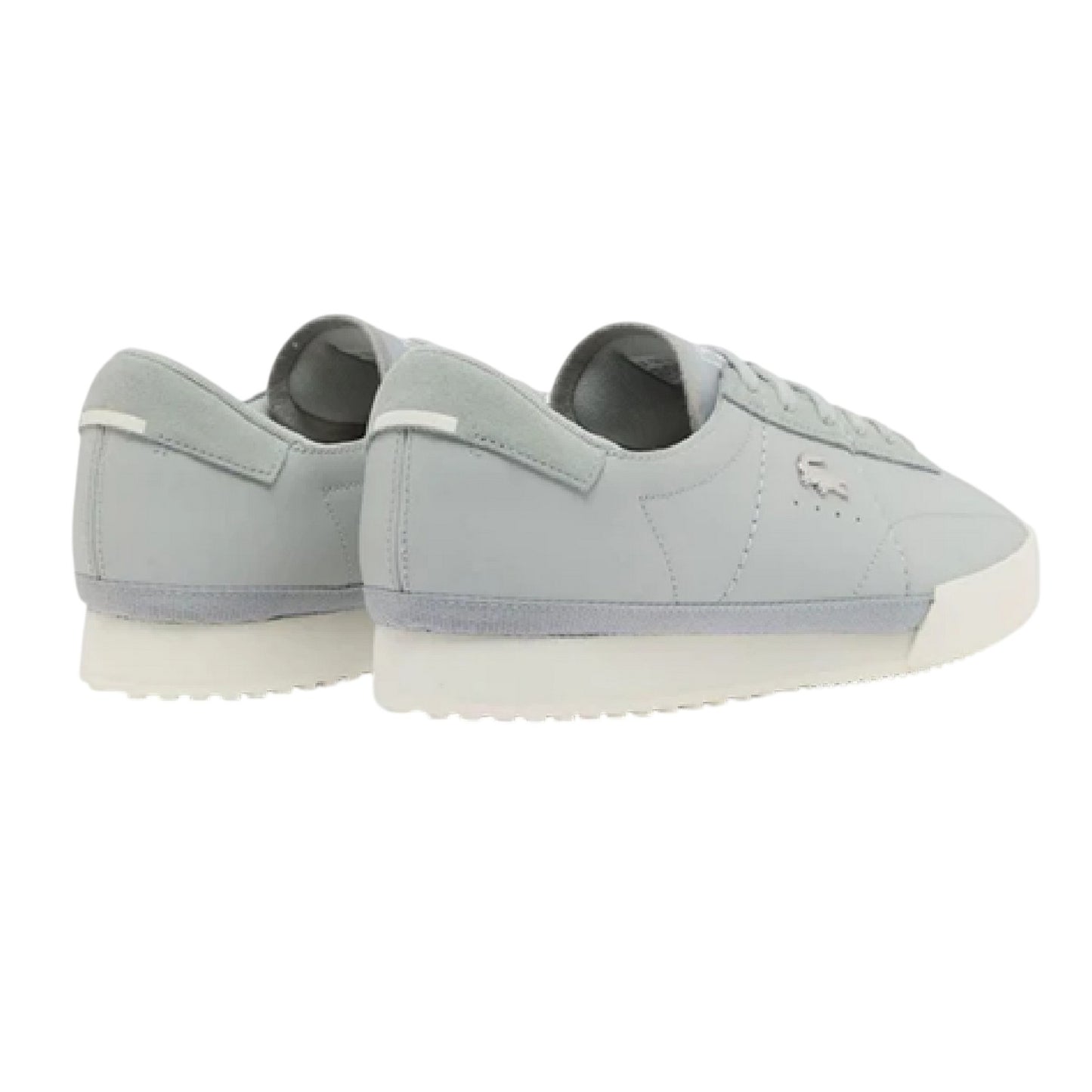 Grey-White - Back - Lacoste Womens-Ladies Aura Leather Ribbed Sole Trainers