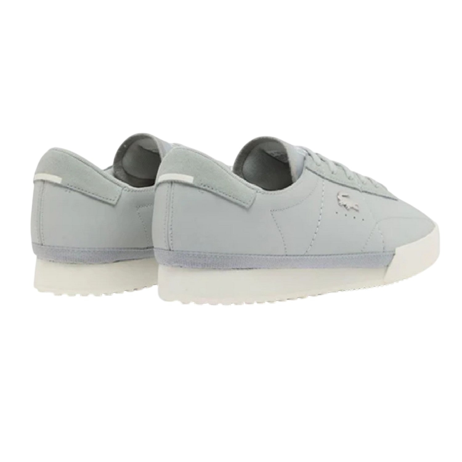 Grey-White - Back - Lacoste Womens-Ladies Aura Leather Ribbed Sole Trainers