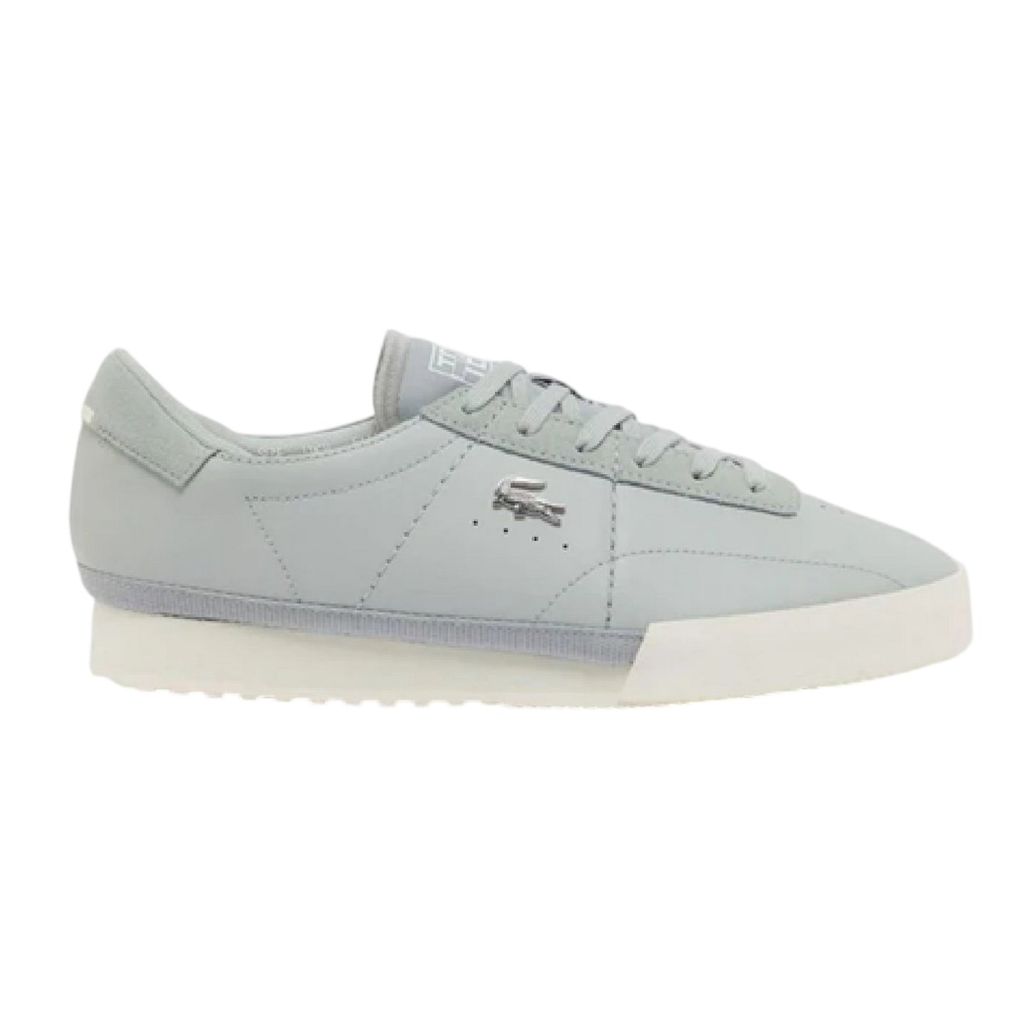 Grey-White - Side - Lacoste Womens-Ladies Aura Leather Ribbed Sole Trainers