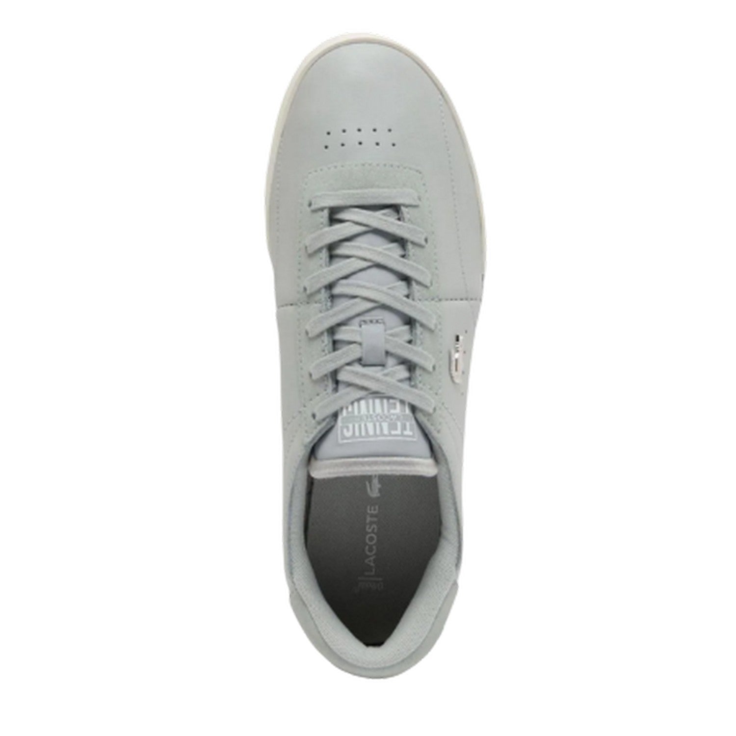 Grey-White - Lifestyle - Lacoste Womens-Ladies Aura Leather Ribbed Sole Trainers