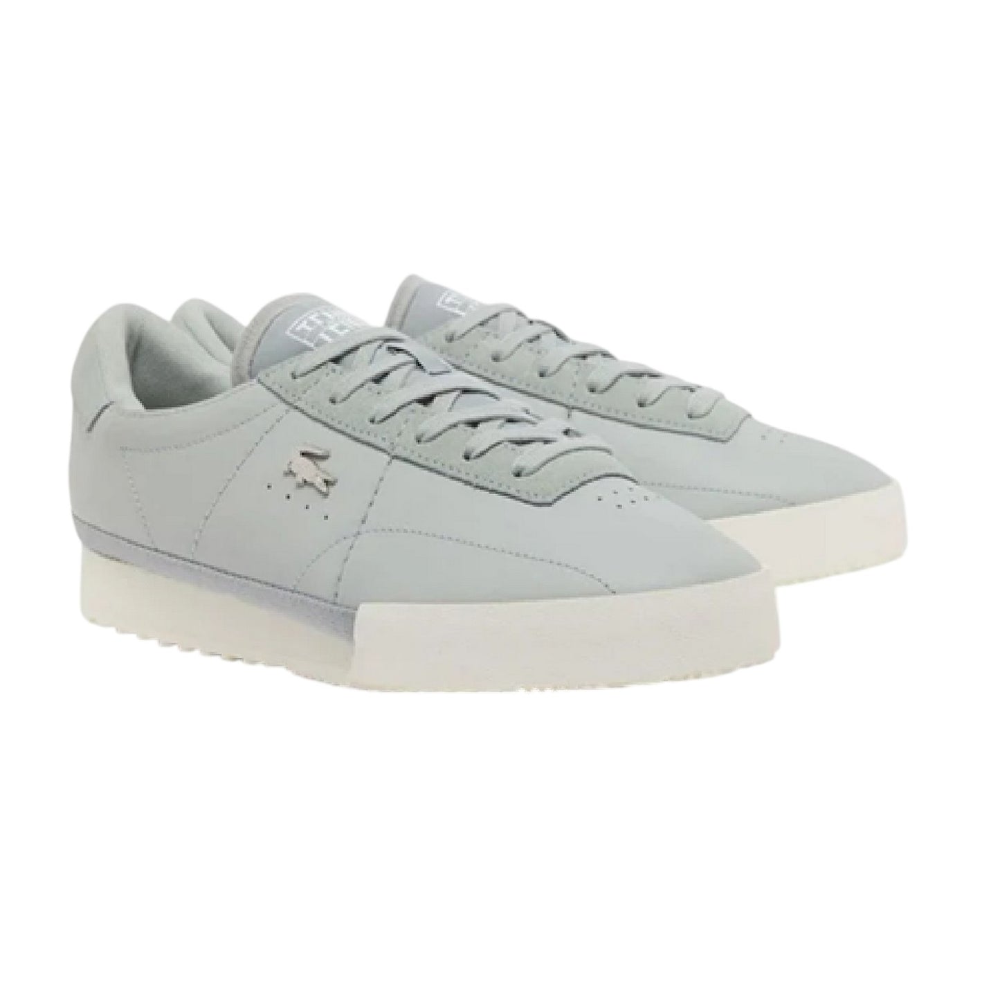 Grey-White - Front - Lacoste Womens-Ladies Aura Leather Ribbed Sole Trainers