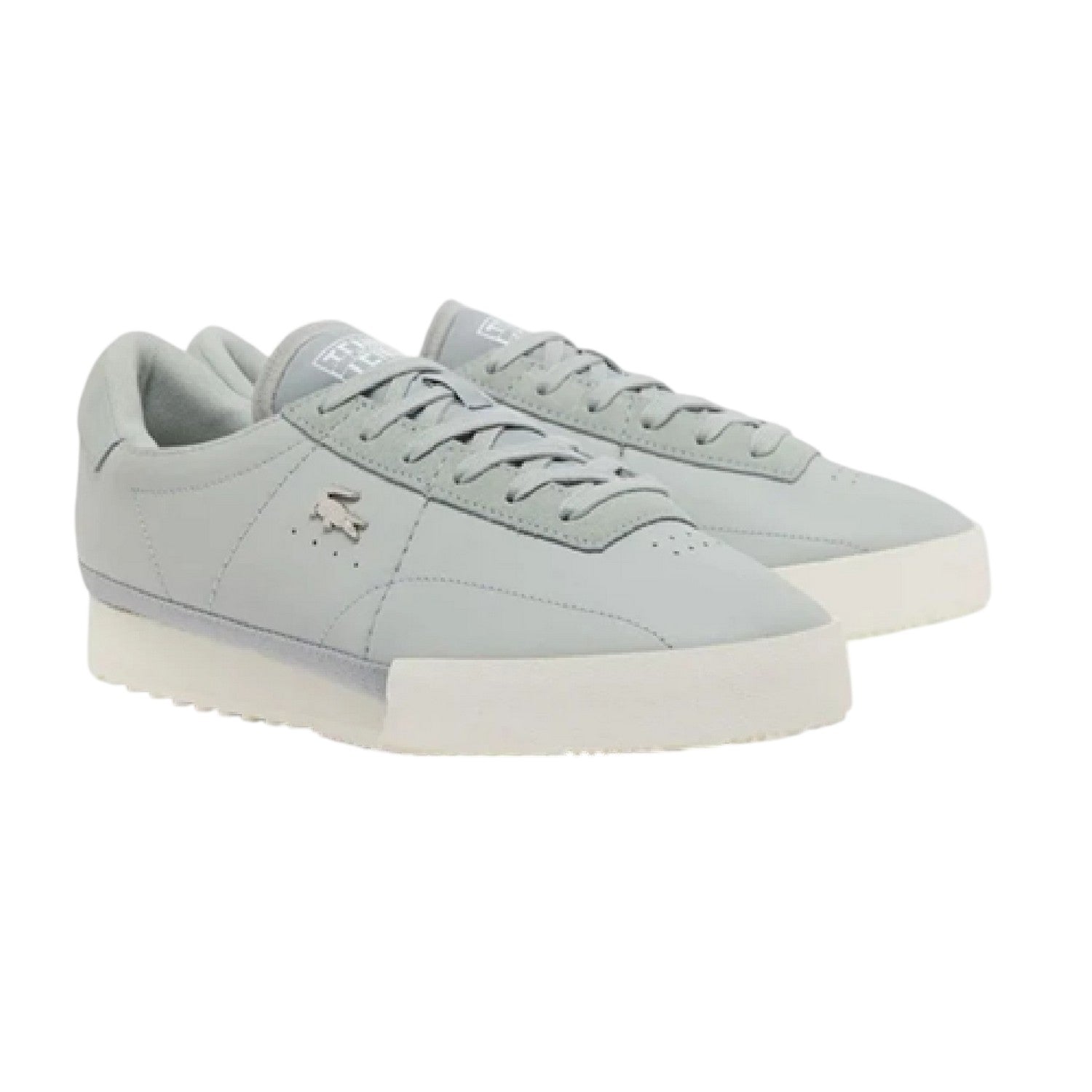 Grey-White - Front - Lacoste Womens-Ladies Aura Leather Ribbed Sole Trainers