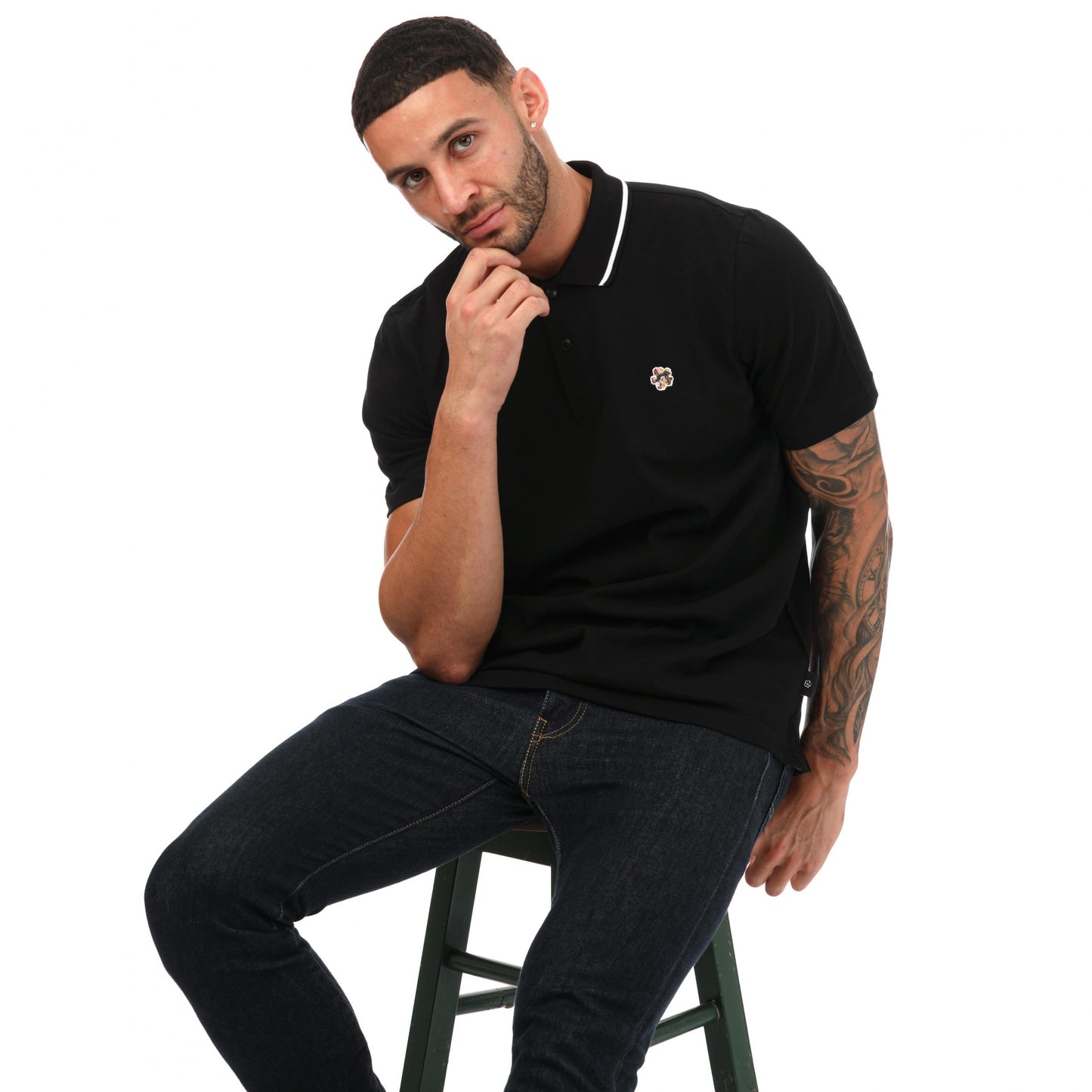 Black - Side - Ted Baker Mens Camdn Short-Sleeved Polo Shirt