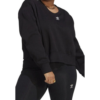 Black - Side - Adidas Womens-Ladies Trefoil Relaxed Fit Sweatshirt