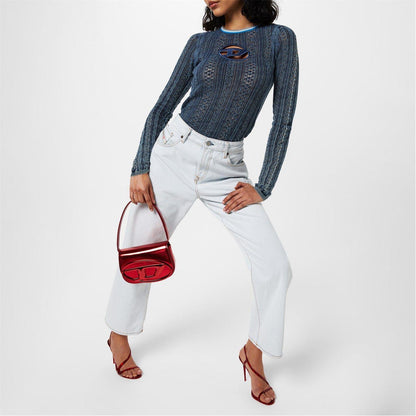 Light Wash - Close up - Diesel Womens-Ladies 1999 Wide Leg Jeans