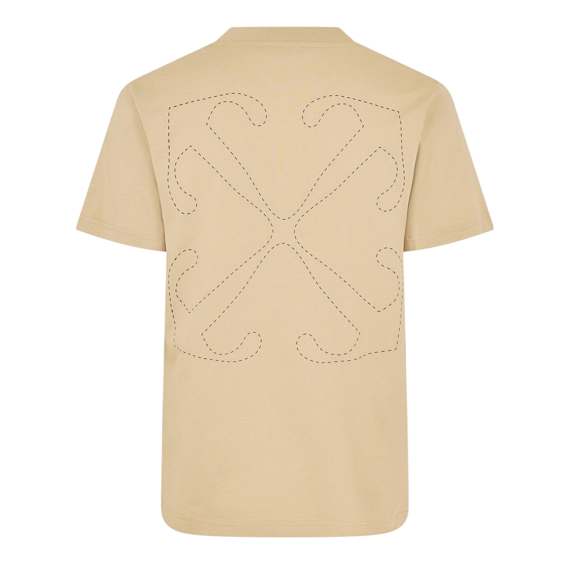Brown Rice - Back - Off White Mens Arrow Logo Crew Neck Slim T-Shirt
