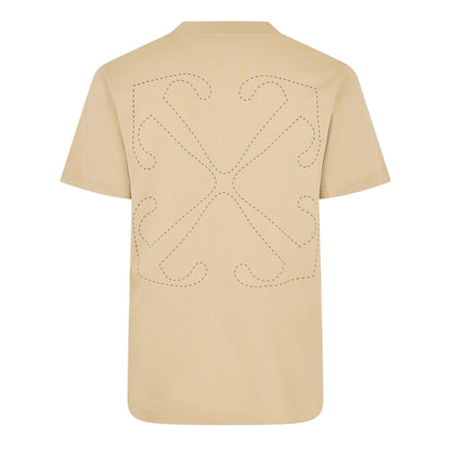 Brown Rice - Back - Off White Mens Arrow Logo Crew Neck Slim T-Shirt