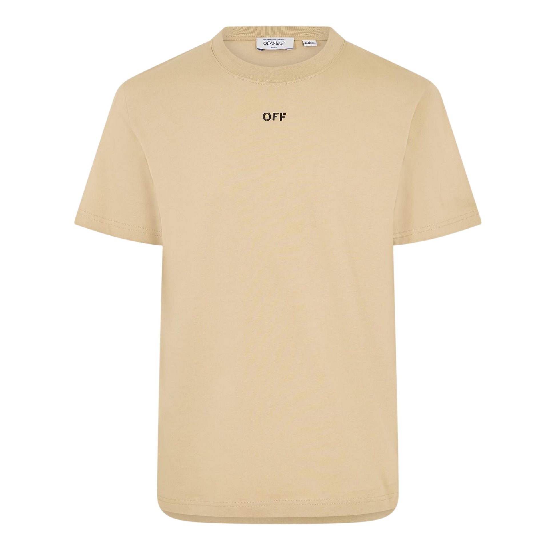 Brown Rice - Front - Off White Mens Arrow Logo Crew Neck Slim T-Shirt