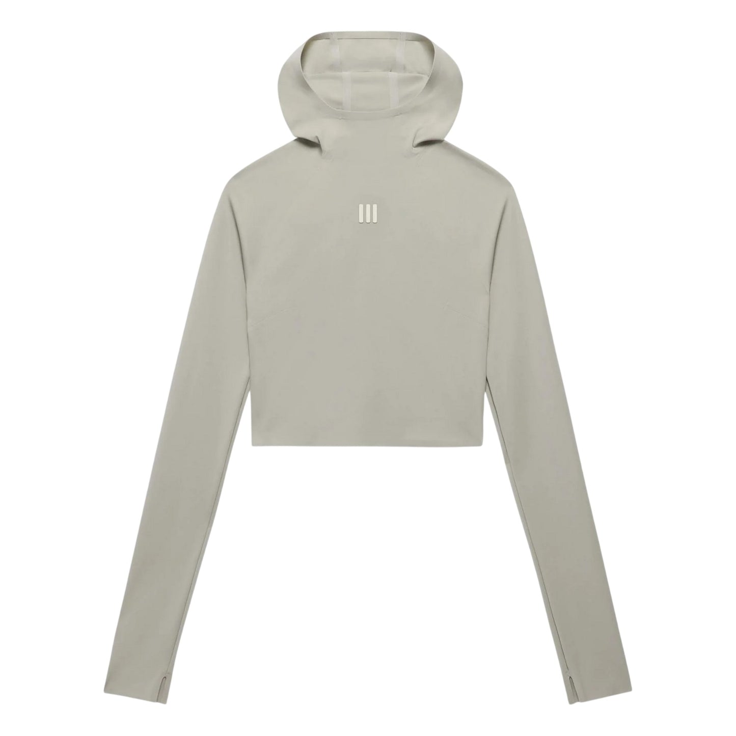 Sesame - Front - Adidas Womens-Ladies Ath Logo Crop Hoodie