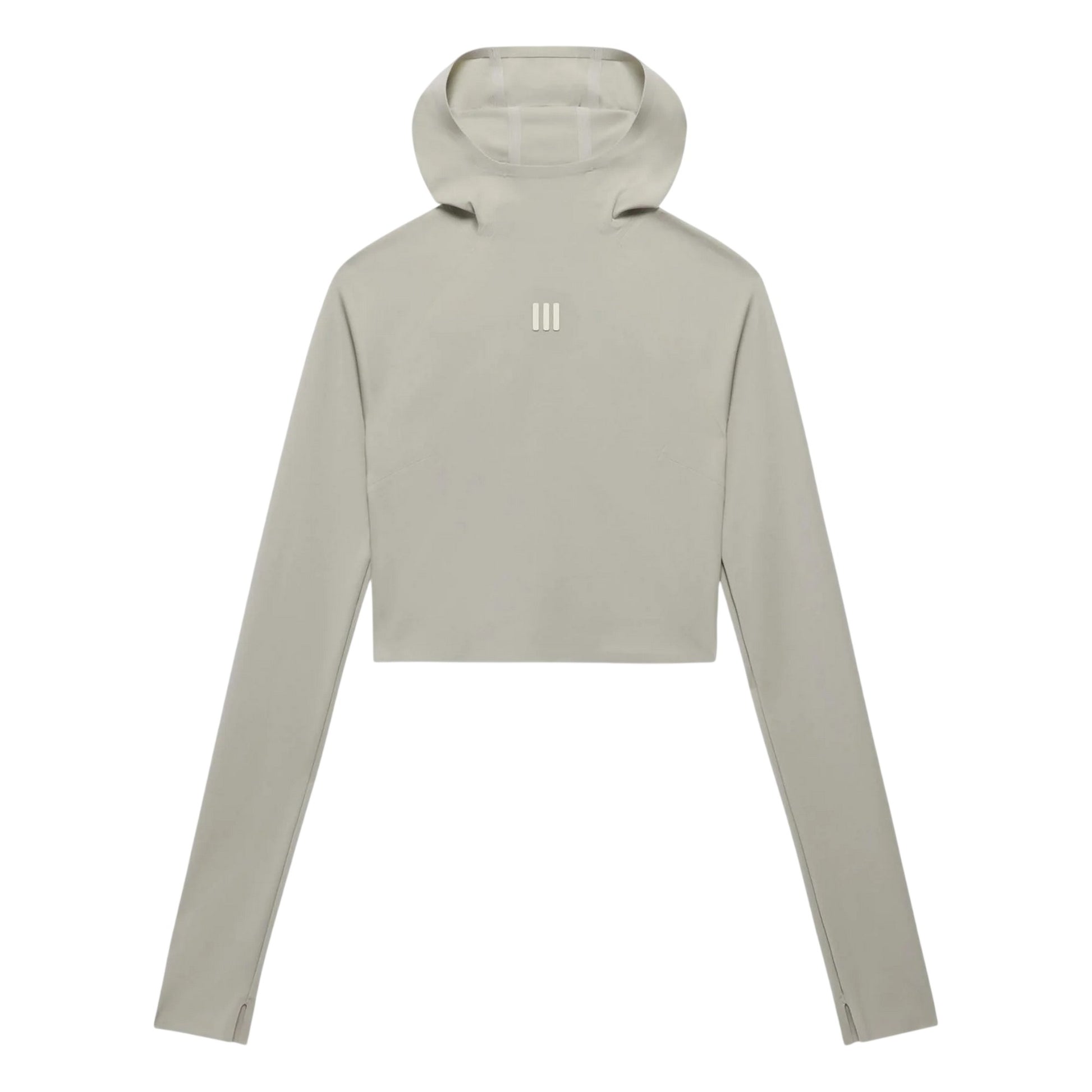 Sesame - Front - Adidas Womens-Ladies Ath Logo Crop Hoodie