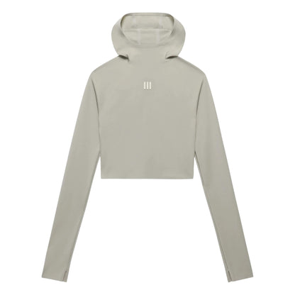 Sesame - Front - Adidas Womens-Ladies Ath Logo Crop Hoodie