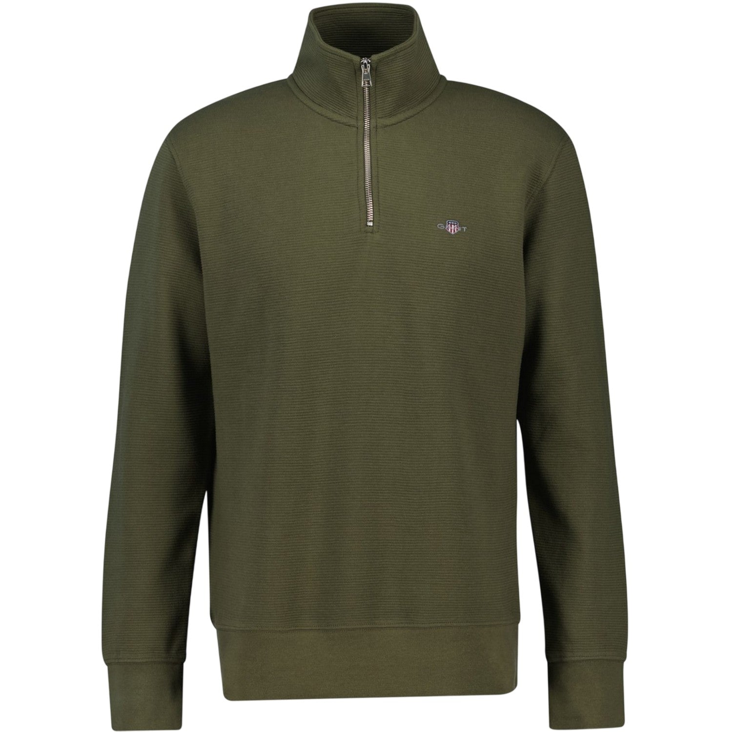 Juniper Green - Front - Gant Mens Embroidered Logo Half Zip Sweatshirt