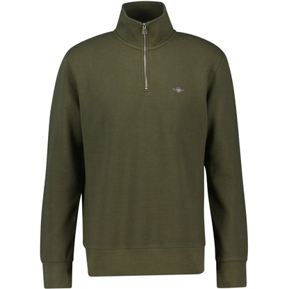 Juniper Green - Front - Gant Mens Embroidered Logo Half Zip Sweatshirt