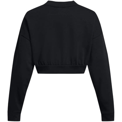Black - Back - Under Armour Womens-Ladies Rival Terrycloth Crew Neck Crop Sweatshirt
