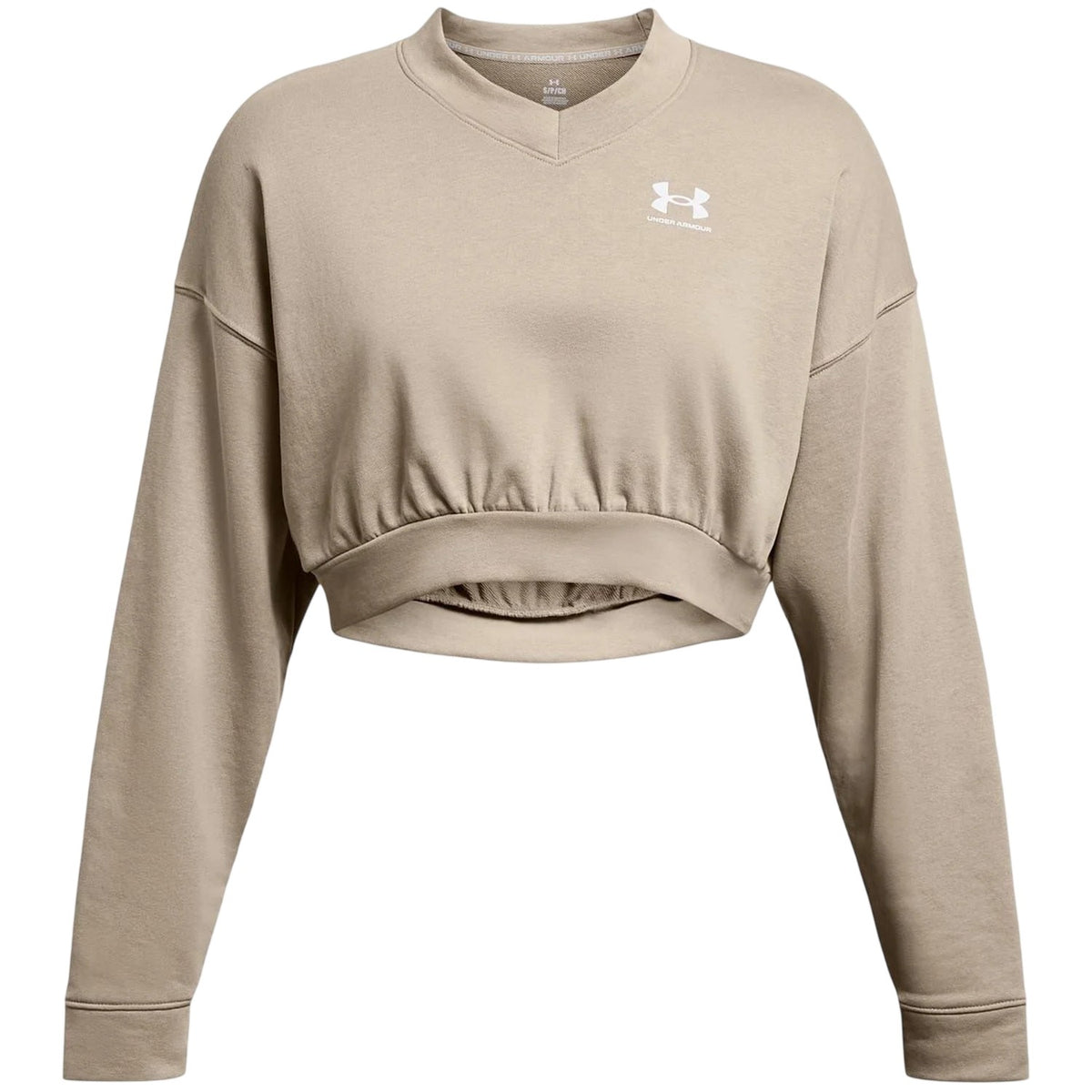 Brown - Front - Under Armour Womens-Ladies Rival Terrycloth Crew Neck Crop Sweatshirt