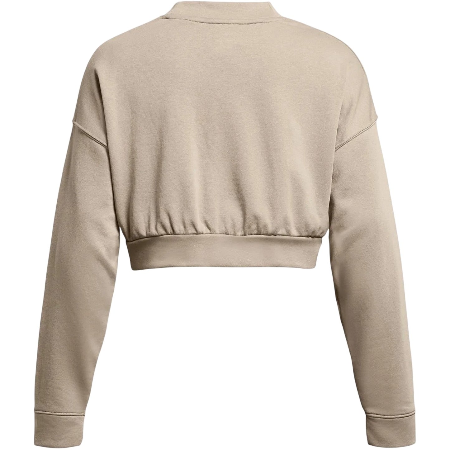 Brown - Back - Under Armour Womens-Ladies Rival Terrycloth Crew Neck Crop Sweatshirt