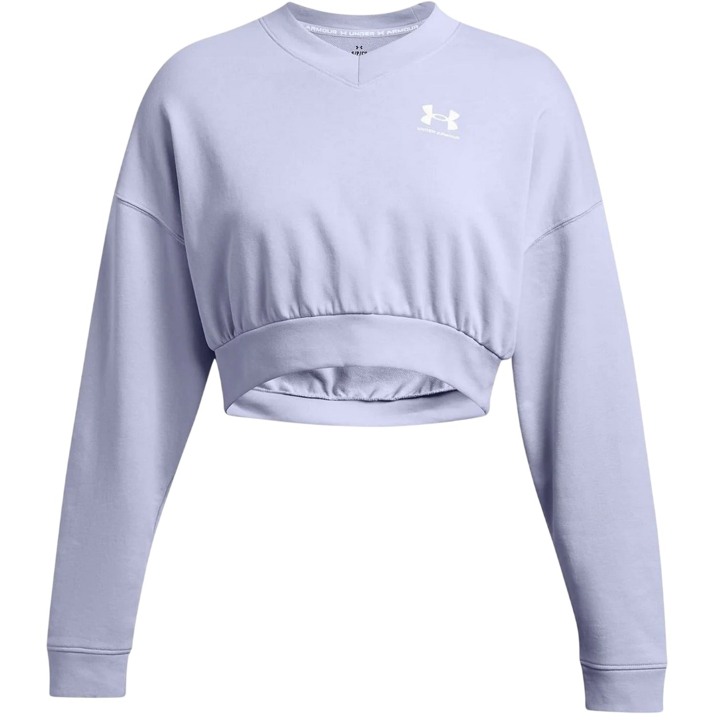 Purple - Front - Under Armour Womens-Ladies Rival Terrycloth Crew Neck Crop Sweatshirt