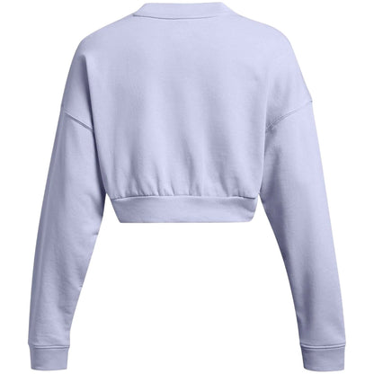 Purple - Back - Under Armour Womens-Ladies Rival Terrycloth Crew Neck Crop Sweatshirt