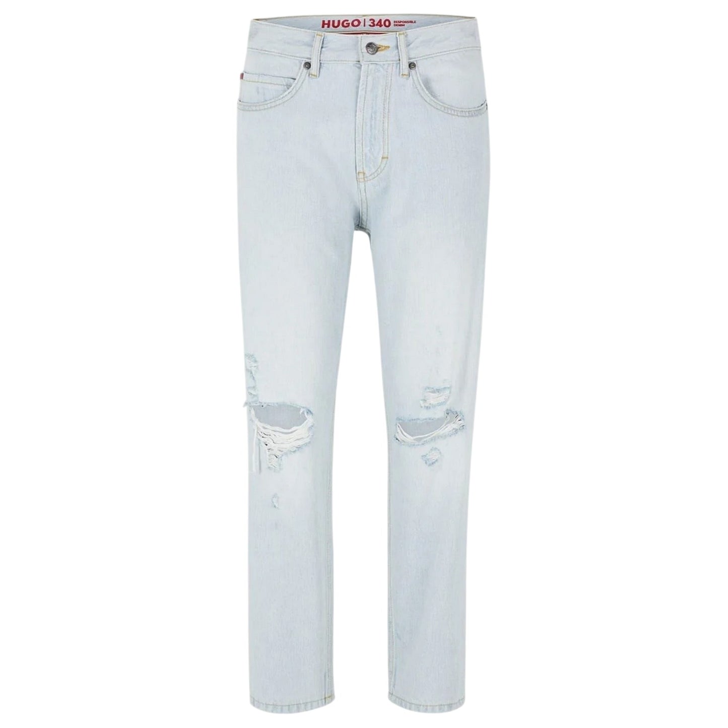 Light Blue - Front - Hugo Mens 340 Regular Jeans