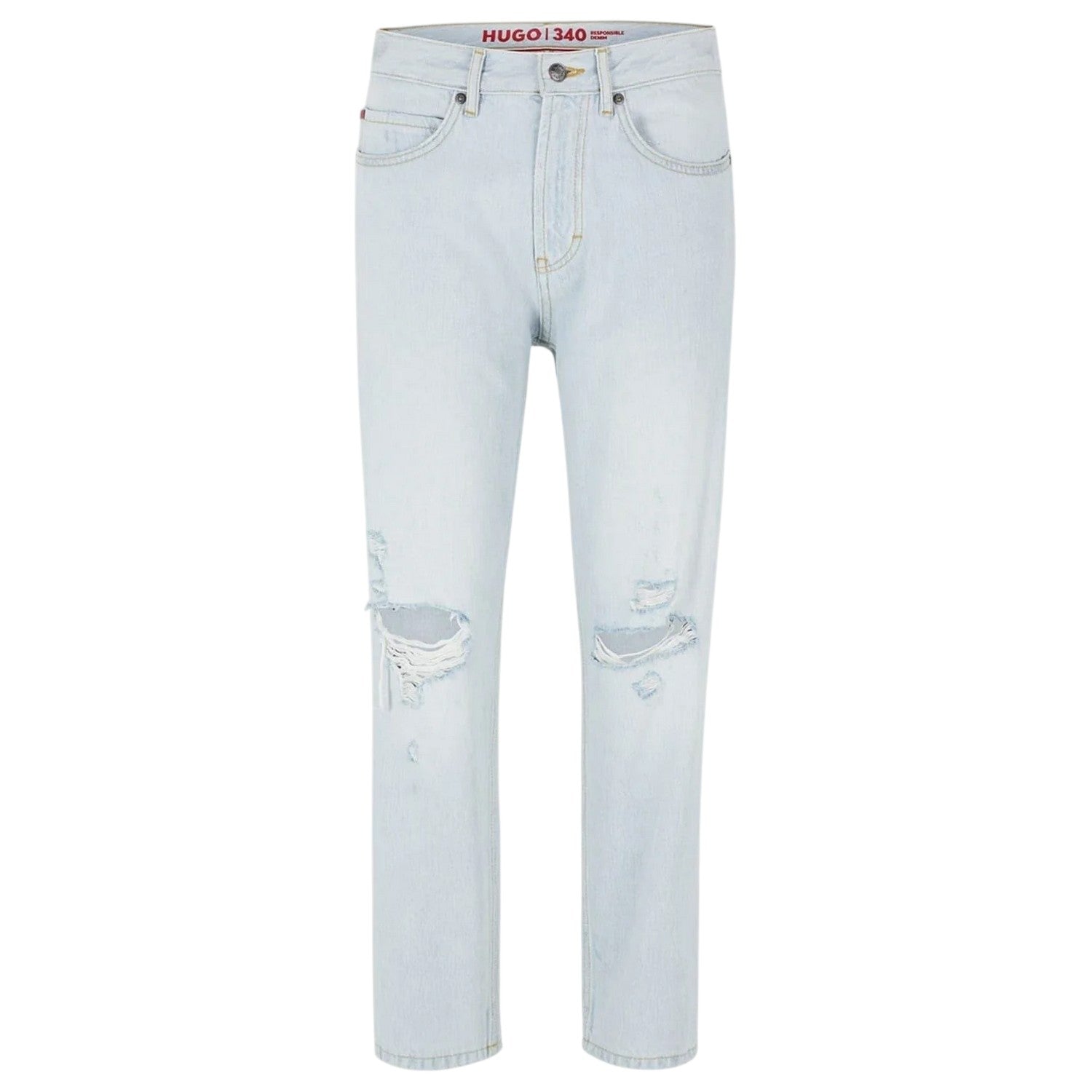 Light Blue - Front - Hugo Mens 340 Regular Jeans
