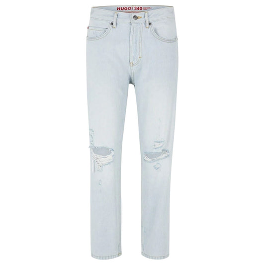 Light Blue - Front - Hugo Mens 340 Regular Jeans