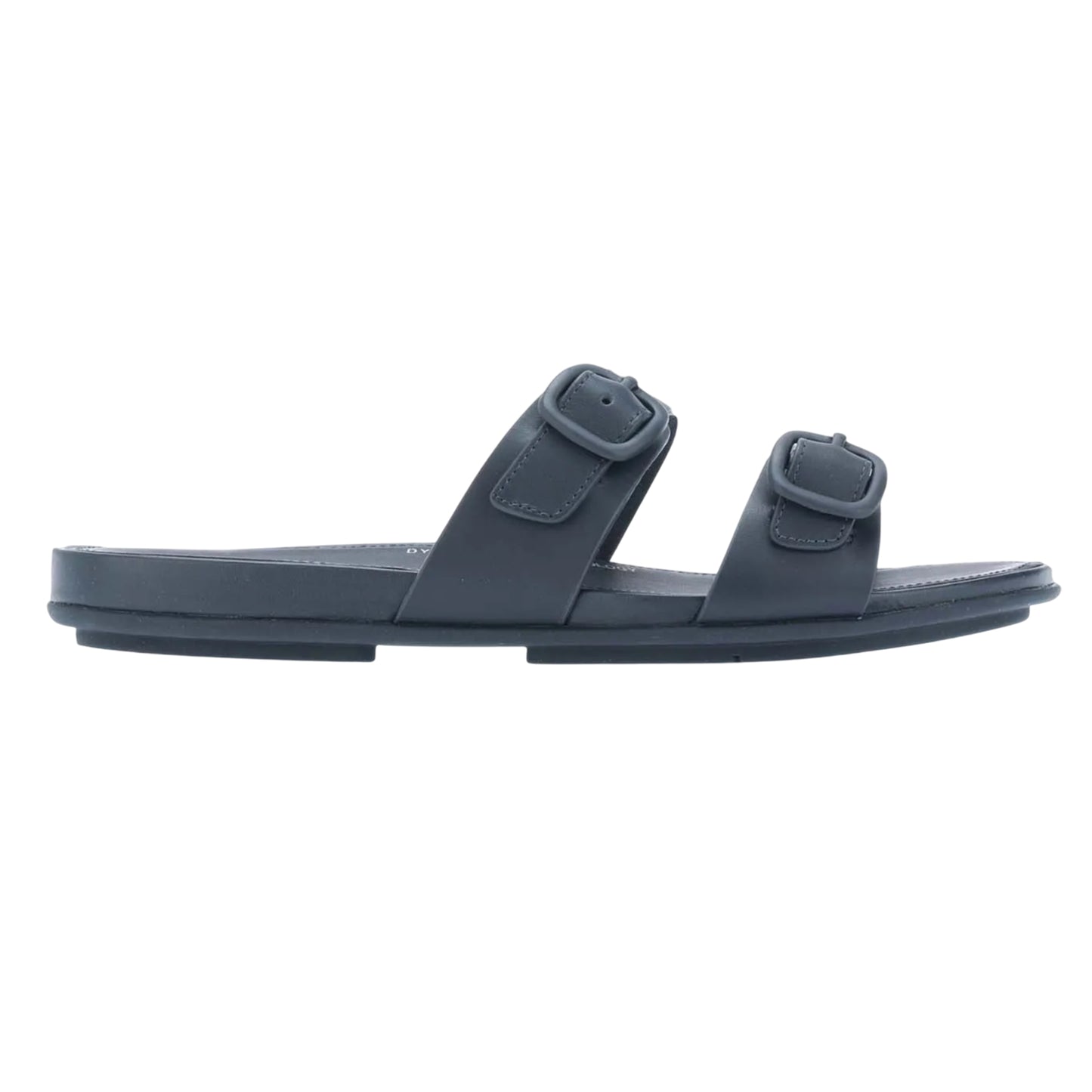 Navy - Side - FitFlop Womens-Ladies Gracie Leather Double Buckle Sandals