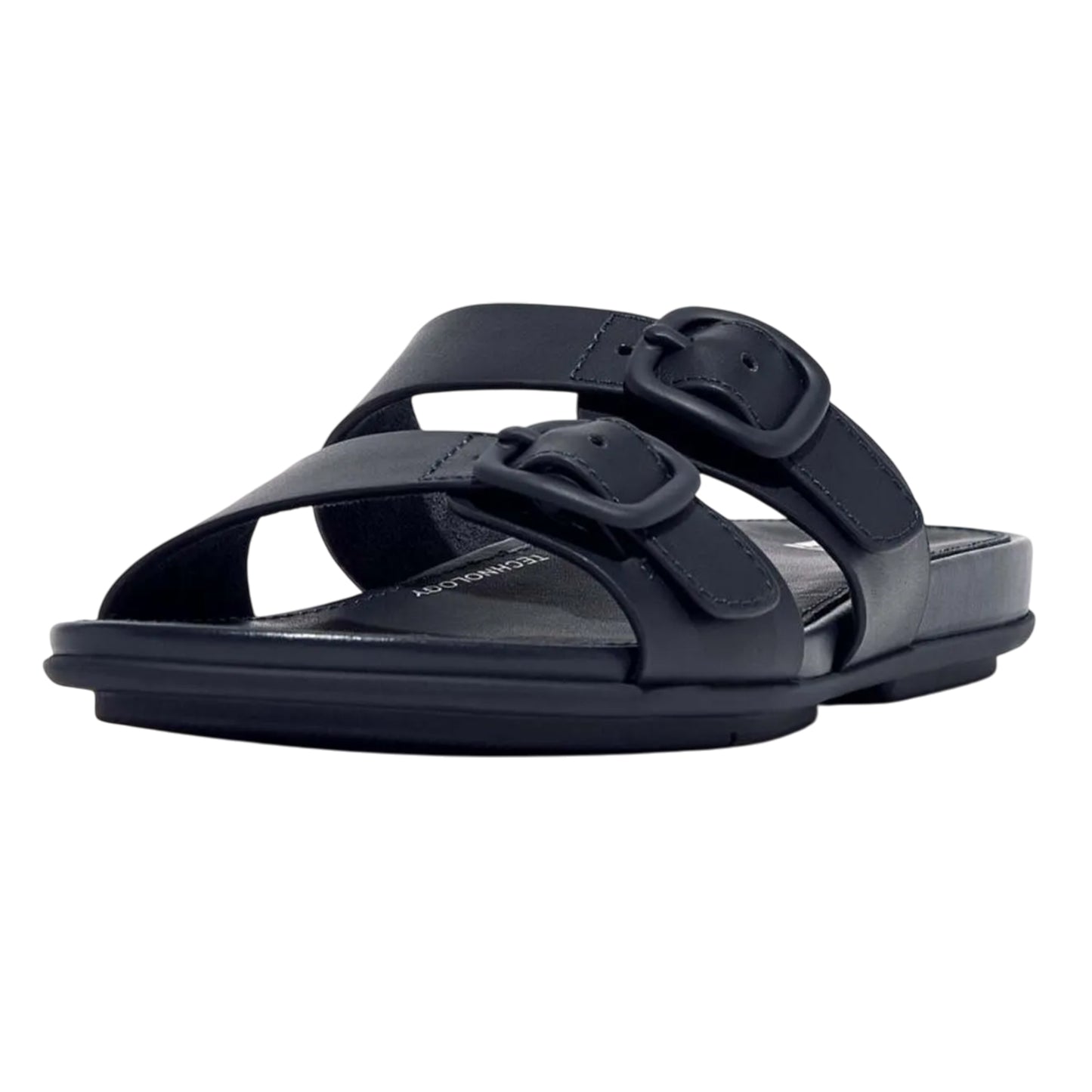 Navy - Close up - FitFlop Womens-Ladies Gracie Leather Double Buckle Sandals