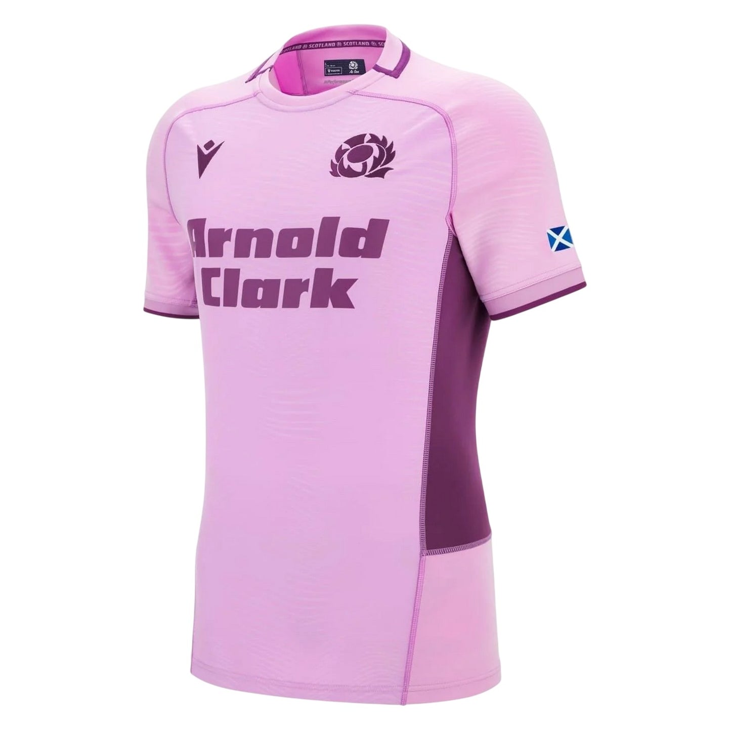 Pink - Front - Scotland RU Unisex Adult Authentic 25-26 Macron Away Shirt