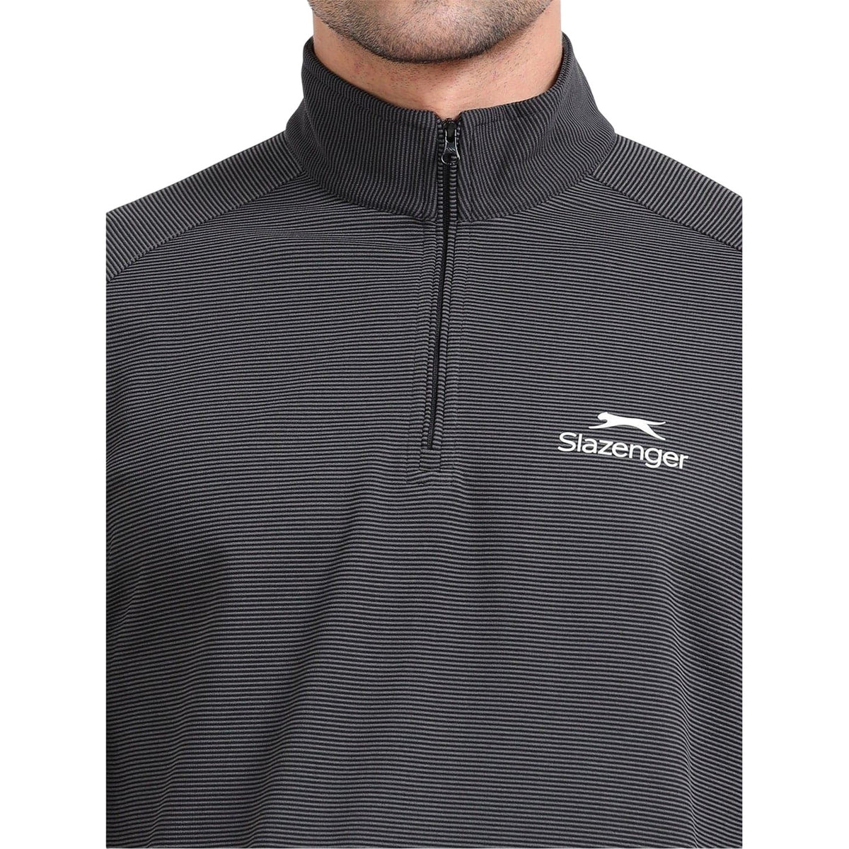 Grey - Side - Slazenger Mens Quarter Zip Sweatshirt