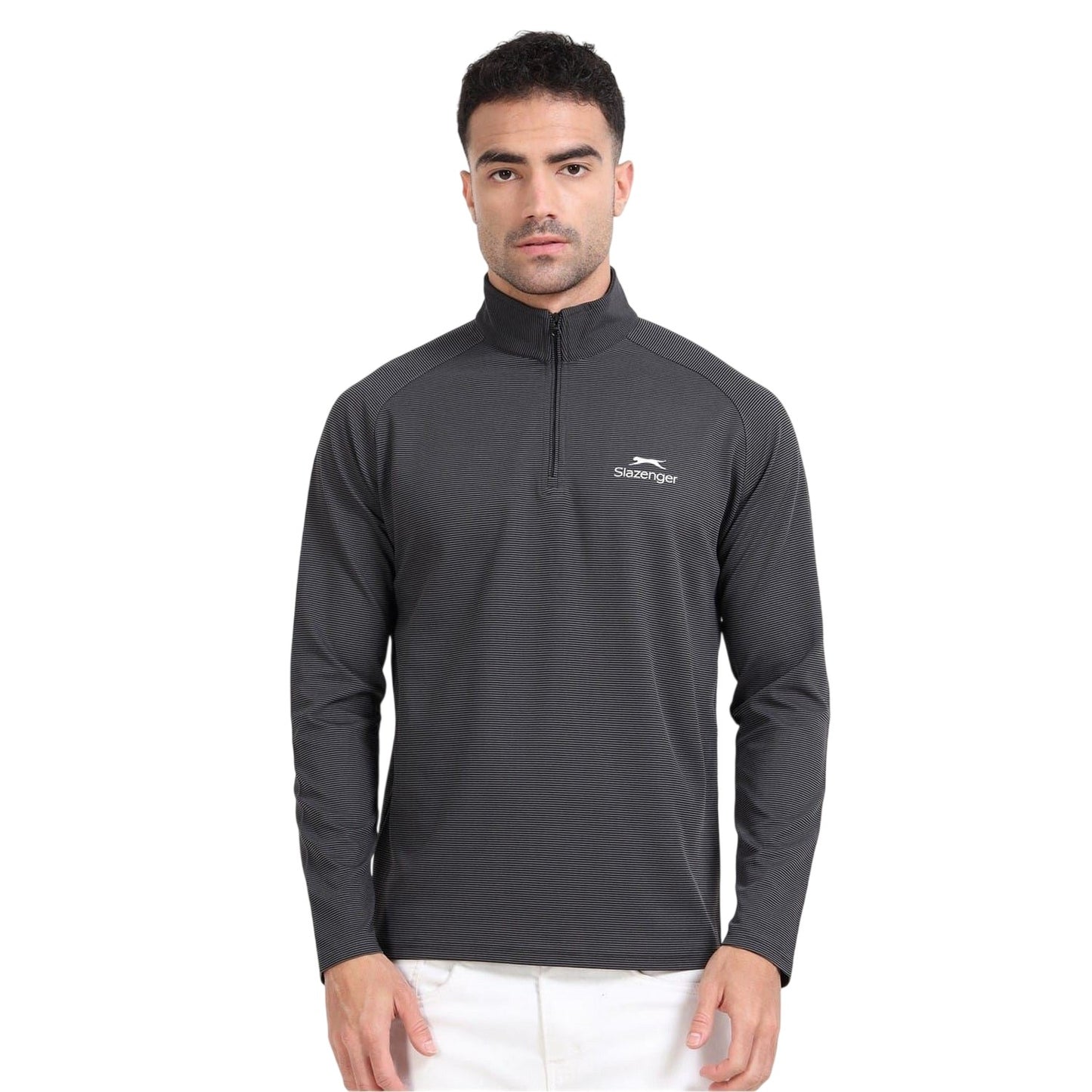 Grey - Front - Slazenger Mens Quarter Zip Sweatshirt