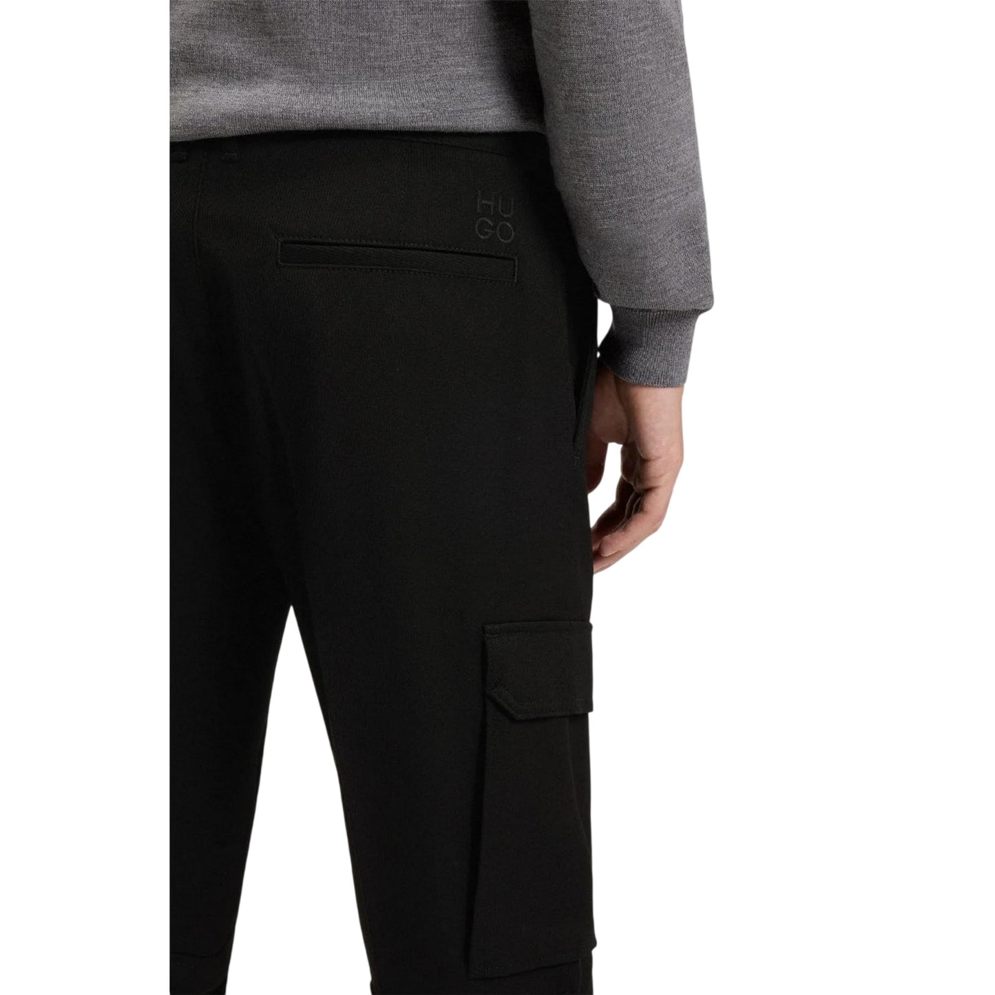 Black - Side - Hugo Mens Glavin241 Slim Cargo Trousers