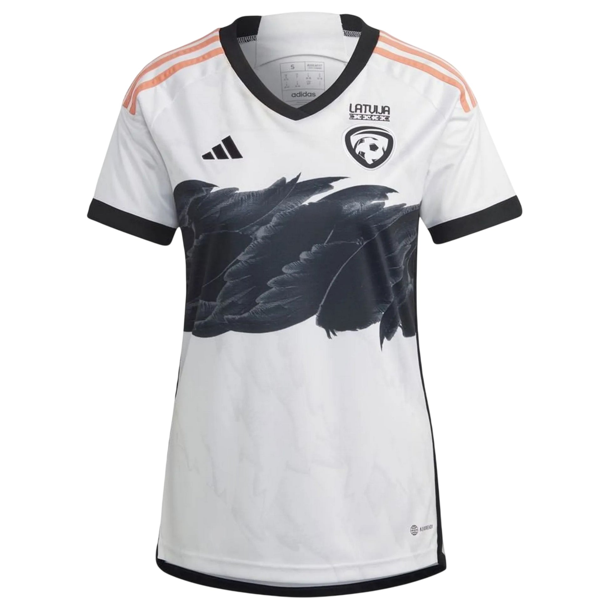 White - Front - Adidas Womens-Ladies Latvia V Neck Football Jersey