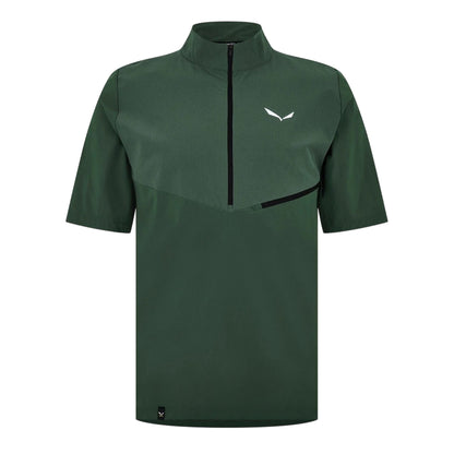 Green - Front - Salewa Mens High-Neck Regular Sports Top