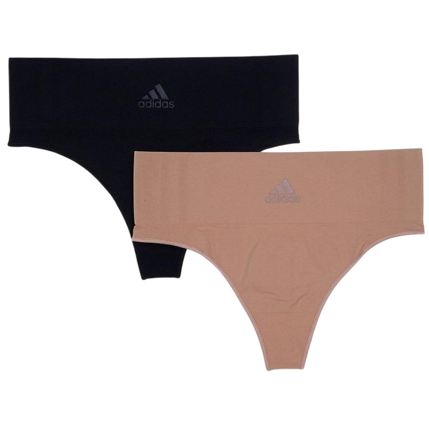 Black-Beige - Front - Adidas Womens-Ladies Stretch Seamless Thong (Pack of 2)