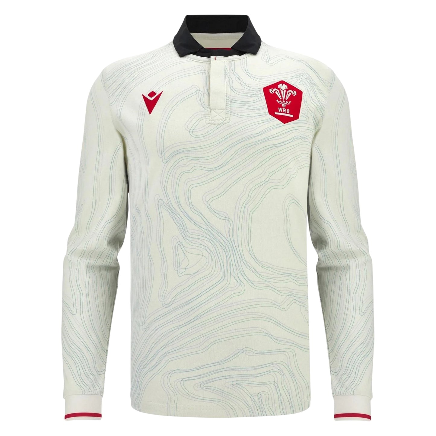 White-Black-Red - Front - Wales RU Unisex Adult 25-26 Macron Away Shirt