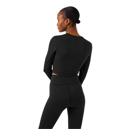 Black - Back - USA Pro Womens-Ladies Logo Long-Sleeved Crop Top