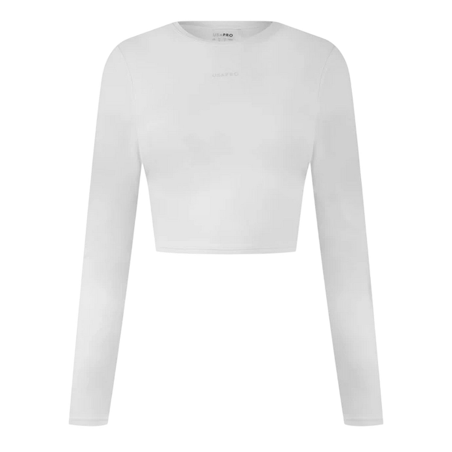 Cream - Front - USA Pro Womens-Ladies Logo Long-Sleeved Crop Top