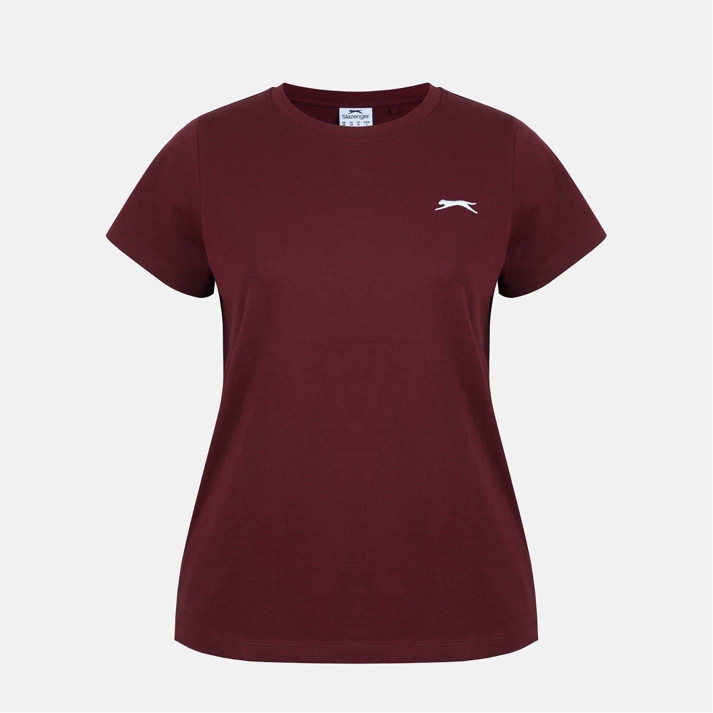 Burgundy - Front - Slazenger Womens-Ladies Plain Crew Neck Fitted T-Shirt