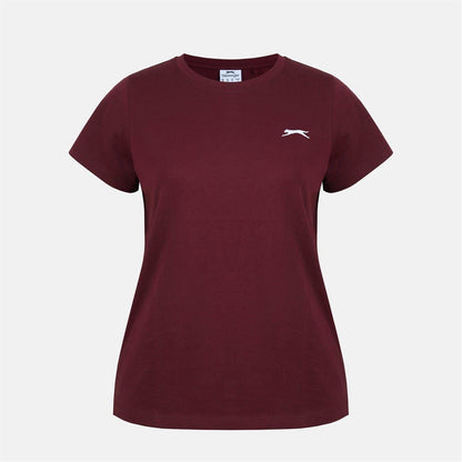 Burgundy - Front - Slazenger Womens-Ladies Plain Crew Neck Fitted T-Shirt