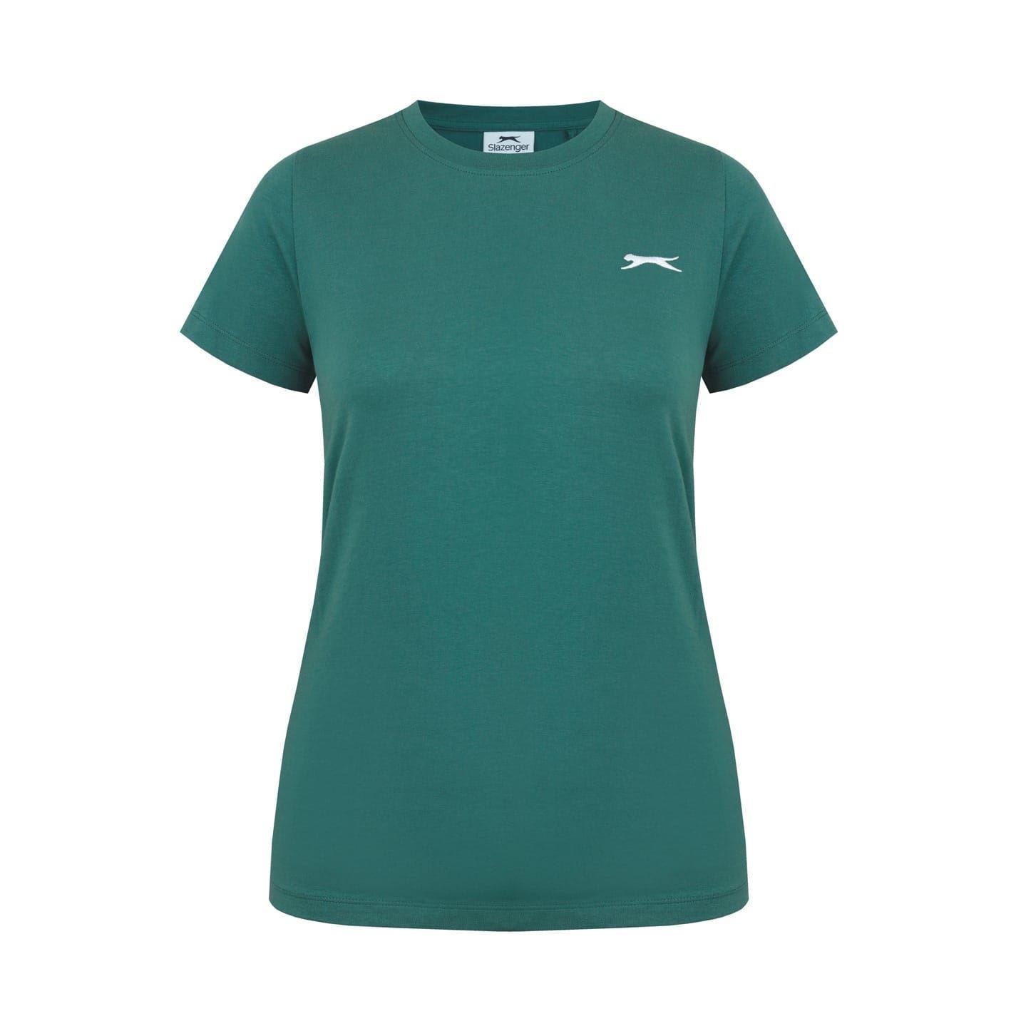 Forest Green - Front - Slazenger Womens-Ladies Plain Crew Neck Fitted T-Shirt